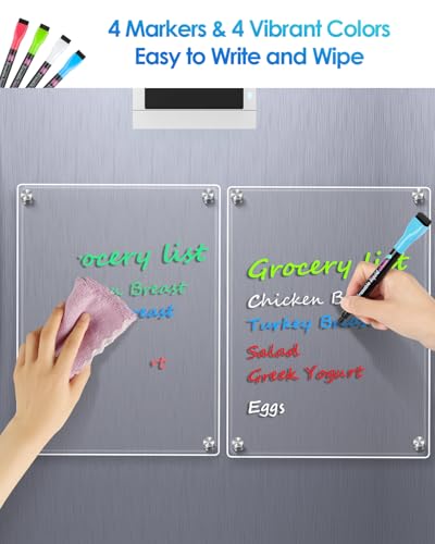 MaxGear 12x8 Inch Acrylic Magnetic Whiteboard for Fridge - Dry Erase Board & Organizer