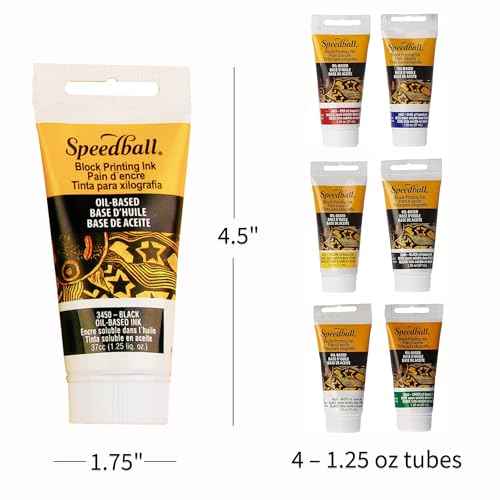 Speedball 3476 Oil-Based Block Printing Ink Starter Set for Professional, Permanent Prints AP Certified ? 1.25 FL OZ Tubes