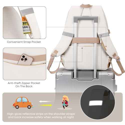 3PCS School Backpack For Student Women College Middle High Teen Girls Bookbag Waterproof Laptop Bag Beige Khaki