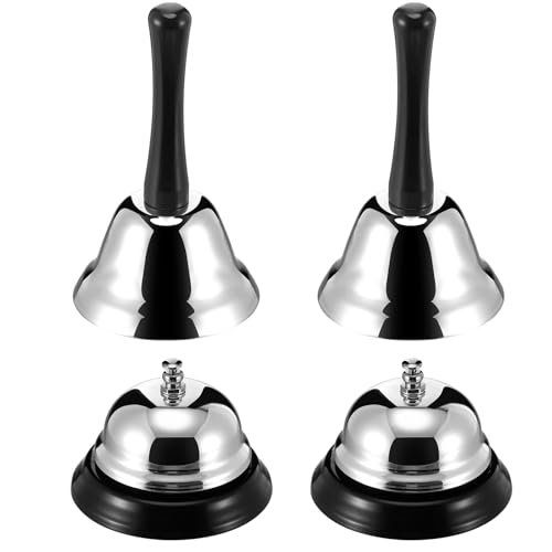 2 Pcs Stainless Steel Call & Hand Bells for Hotels, Restaurants, Office & Home
