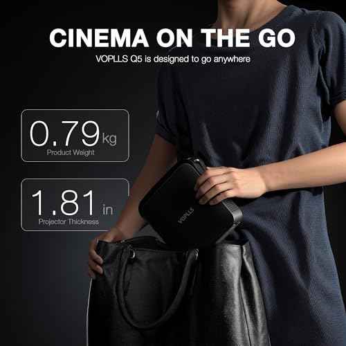 ¡¼Netflix-Licensed Projector & Native 1080P¡½Thinnest 1.81" Smart Mini Projector with WiFi and Bluetooth, Auto Focus & Keystone Portable Outdoor Projector, VOPLLS 4K Support Home Movie Projector(black)