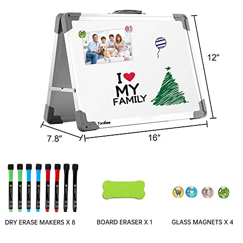 Tankee Gray 16x12 Inches Double Sided Magnetic Whiteboard - Portable Dry Erase Board
