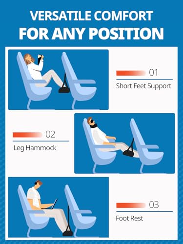 SARISUN 2-Pack Airplane Foot Hammock with Carry Bags – 9.8x8.7in, adjustable straps, PE board support