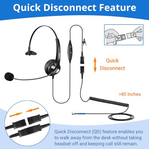 Callez Cisco Phone Headset with Mic Noise Cancelling, RJ9 Office Telephone Headset with Quick Disconnect Cord Compatible with Cisco IP Phone 7940 7942 7945 7960 7962 7965 7821 7841 8811 8841 8845 8851