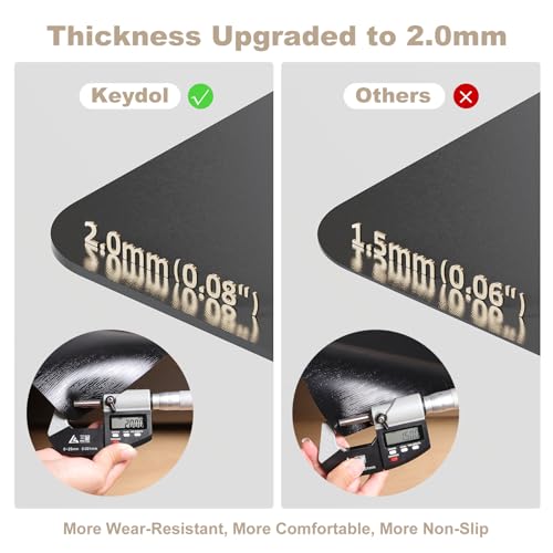 Keydol Thickened 2.0mm Office Chair Mat 60x75 for Hardwood - Anti-Slip, Easy-Clean Floor Protector