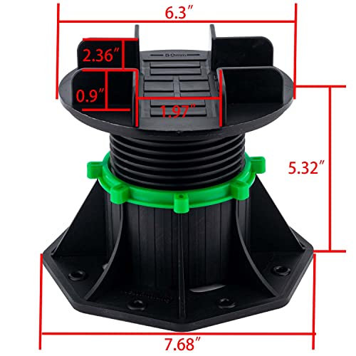 8Pack Adjustable Plastic Pedestal Paver,Floor Slate Support Floor Lift,Deck Support Floor Raising (Bilateral keel Card Slot)