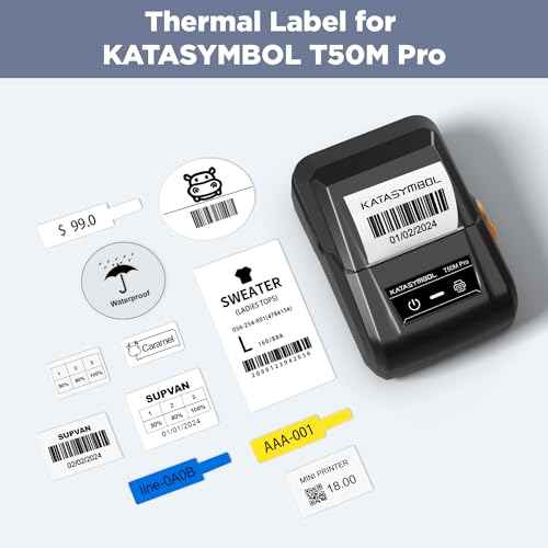 SUPVAN T50M Series Label Maker Tape, 8 Rolls Round Size ¥Õ 2'' 140 Labels/Roll Genuine Laminated Thermal Label Tape Refill, Waterproof Oilproof Highly Adhesive Auto Detect Labels, Black on White