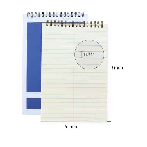 Top Spiral Steno Pads,6 Pack Notepads 6x9 Inches,80 Sheets White Paper Gregg Rule Steno Notebooks for Writing Notes in School, University, College, Office