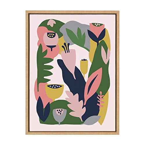 Kate and Laurel Sylvie Myriam's Garden Framed Canvas Wall Art by Myriam Van Neste, 18x24 Natural, Nature-Inspired Wall Decor
