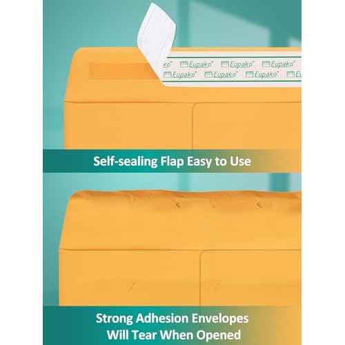Eupako Catalog Mailing Envelopes 9x12 Brown Envelopes Self Seal 250 Pack for Organizing and Storage