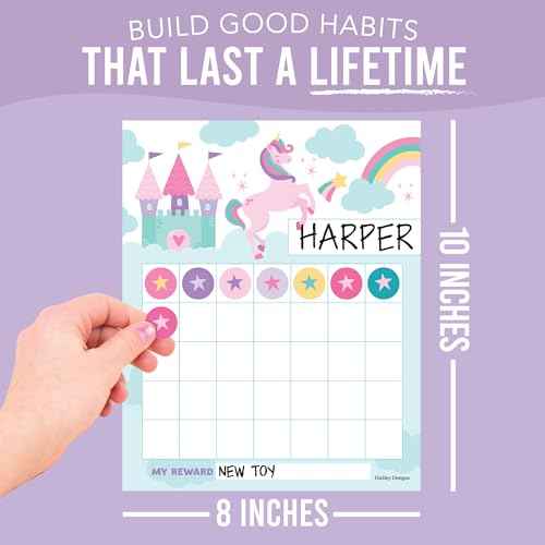 Sticker Chart for Kids Behavior at Home & Classroom - 25 Reward Chart for Kids Incentives, Gold Star Sticker Sheets, Unicorn Incentive Charts for Classroom Must Haves