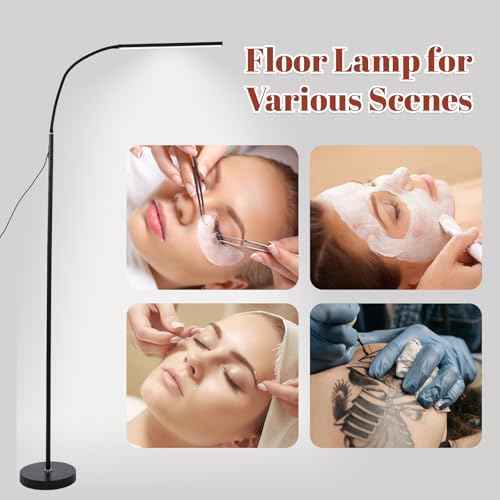 LED Floor Lamp, Bright Adjustable Vertical Floor Lamp, Eye Caring Eyelash Floor lamp for Living Bedroom Black