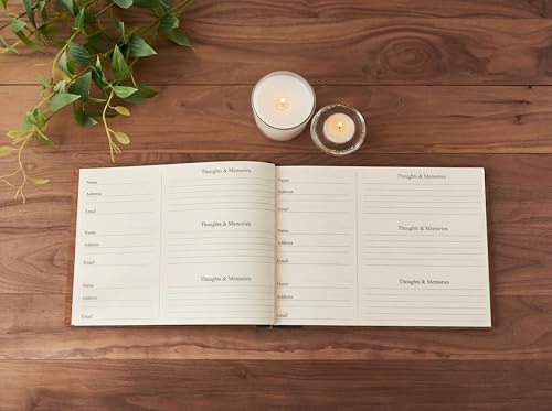 Funeral Guest Book with Signing Pen – Memorial Wooden Guestbook in Cherry Wood