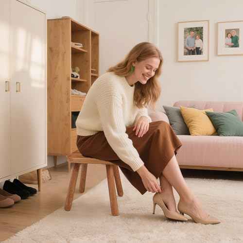 Solid Wood Step Stool£¬Wooden Plant Stool, Wood Plant Stand, Round Footstool, Removable Portable, Small Short Shoe Changing Stool (Walnut, 11.7inch)