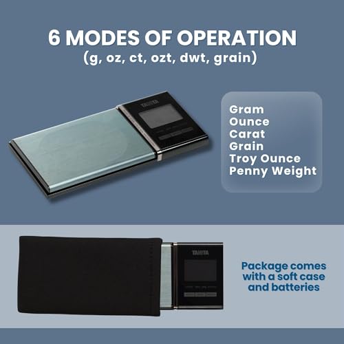 Tanita Mini Digital Scale 200g - Jewelry & Precision Pocket Scale with Blue Backlit Display