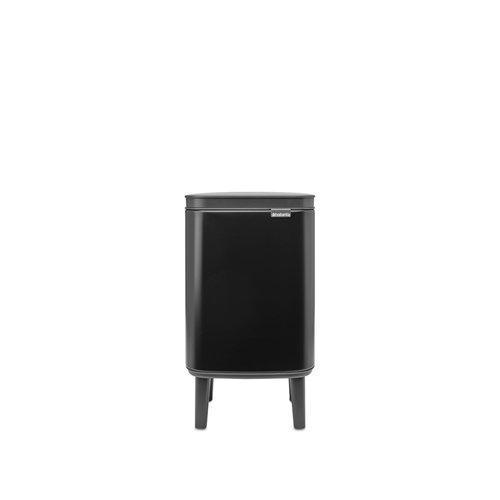 Brabantia - Bo Small Waste Trash Can Hi 1.1 Gal with Soft-Close Lid, Removable Inner Bucket, and Transport Grip – Ideal for Bathroom, Bedroom, and Home Office – Matte Black - LWH: 7.9 x 6.8 x 14.2