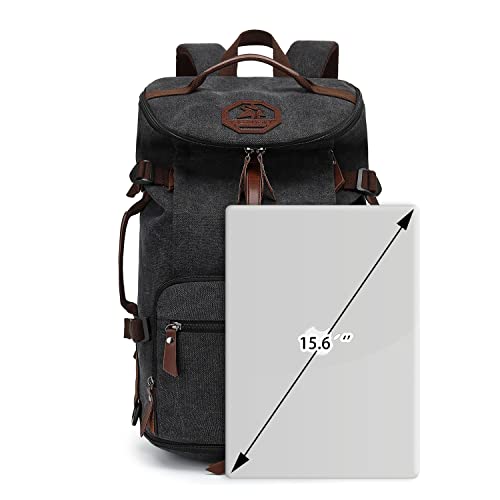 Kalesi Gym Duffle Bag Backpack 4-Way Vintage canvas with Shoes Compartment for travel Sport Hiking laptop (Vintage black)