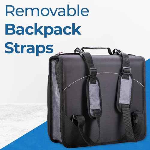 Case-it The Dual 2.0 2-in-1 Zipper Binder | Converts to a Backpack, Two 2-Inch D-Rings, 800 Sheet Capacity, 5-Subject Expanding File Folder, Pocket Holds Up to 13 Laptop/Tablet | Dual-301-BB-LT Black