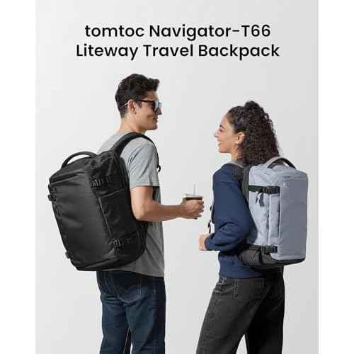 tomtoc Travel Backpack 28L, TSA Friendly Flight Approved Carry-on Luggage Hand Water-resistant Lightweight Business Rucksack, Durable Bag Fits 16 Inch Laptop