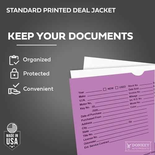 Printed Vehicle Deal Envelopes 9x12 Deal Jackets (100 Shrink Wrapped) (Lavender)