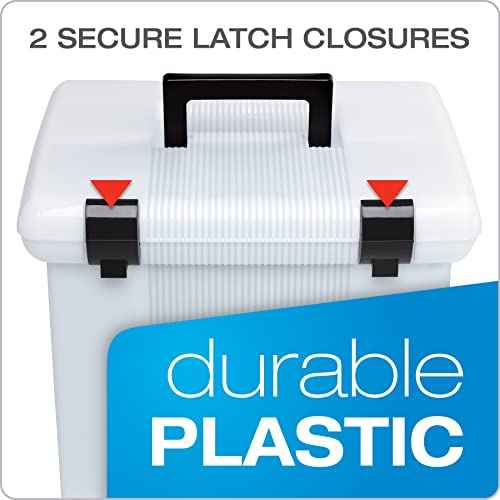 Pendaflex Portable File Box, Frosted White, Hinged Lid with Double Latch Closure(41745AMZ)
