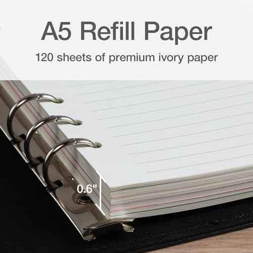 Oxford A5 Refill Paper, 6 Ring Lined Paper with Pastel Binder Dividers, 5 Tabs, 120 Sheets, 6 x 8.25 Inches, Notebook, Bullet Journal and Planner Inserts (1016731)