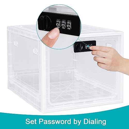 Lalifebuss Combination Lock Boxes for Personal Items, Lockable Storage Box for Office Locker/School/Medicine/Snacks/Phone Jail/Electronic/Home (1 Pack/White)