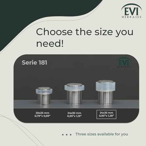 Pack of 2 EVI Door Stoppers | Stainless Steel Door Stopper - Screw Fastening - White Rubber Protector - 0.95 x 1.38 Inch Door Stop