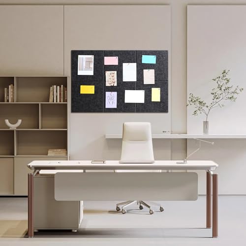 Dark Gray 36x24 Inch Cork Bulletin Board Pack of 6 Felt Pin Boards