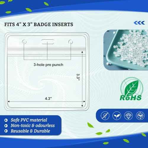 200 Pcs Clear Plastic Extra Thick Horizontal Card Holders, 4x3 Inch Sealable Waterproof Name Badge Bank ID Card Protector