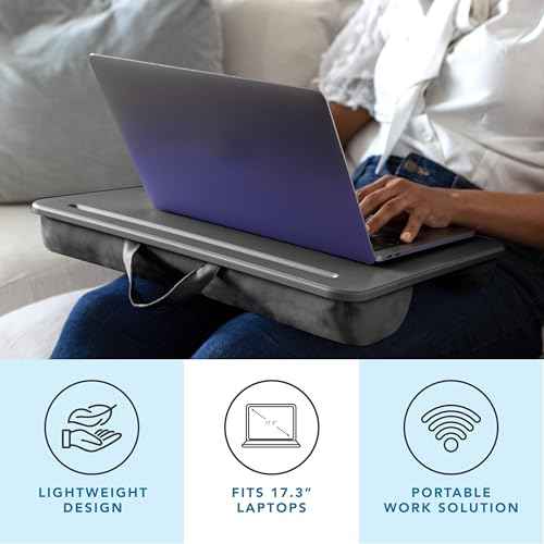 LAPGEAR Original Lap Desk ? Large (17.9¡± x 13¡±) | Fits Up to 17.3¡± Laptops | Cushioned with Device Ledge, Pencil Tray & Handle | Portable & Lightweight | Charcoal ? Style No. 45155