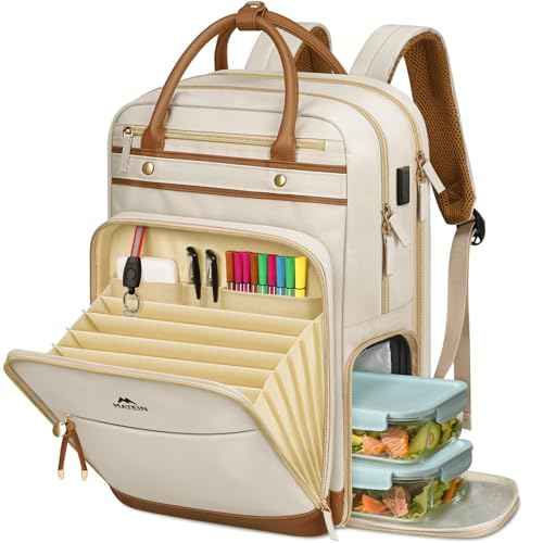 MATEIN Teacher Backpack with Lunch Compartment Detachable, 15.6 Inch Laptop Backpack with USB Port & Organized Pocket, College Computer Work Backpacks Meal Prep Bag Gift for Women Nurse Commute Office