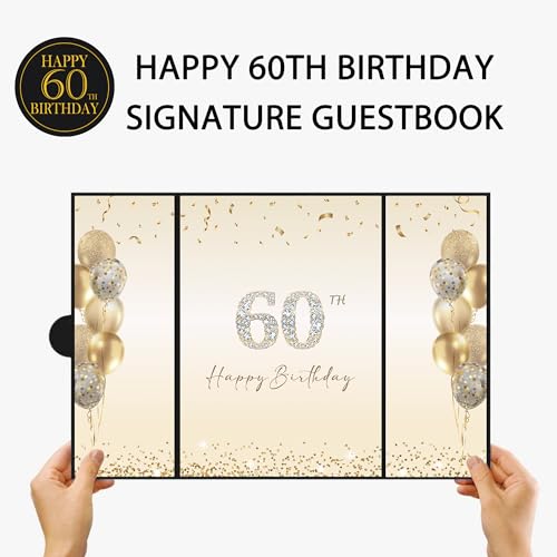 Black Gold Happy 60th Birthday Signature Guest Book (Variation: Black Gold) DARUNAXY