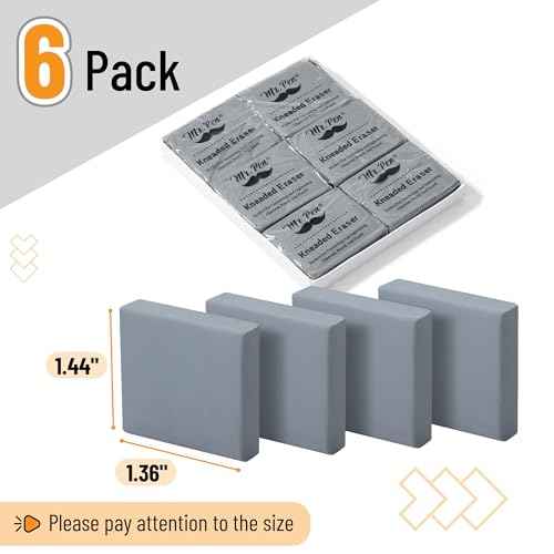 Mr. Pen- Kneaded Eraser, 6 Pack, Grey, Kneaded Erasers for Artists, Art Eraser, Kneadable Erasers, Back to School Supplies