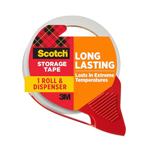 Scotch Long Lasting Storage Packaging Tape - 1 Roll with Refillable Dispenser, 1.88" x 38.2 yd, Clear, Weather-Resistant
