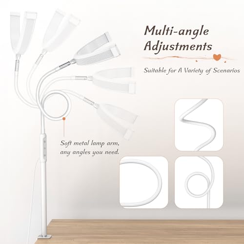 Half Moon Light with Clamp, LED Manicure Table Lamp, Desk Lamp for Nail Desk, Eyelash Extensions, Skincare and Tattoo, 5 Brightness Levels and 5 Color Modes, Remote Control (White)