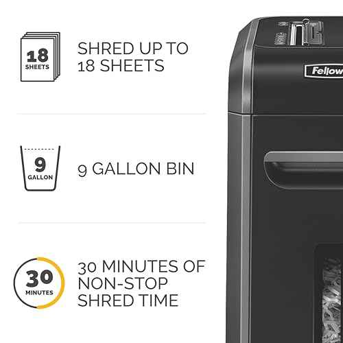 Fellowes Powershred 99Ci 18-Sheet 100% Jam-Proof Heavy Duty Crosscut Paper Shredder Machine for Office and Home, Black/Gray 3229904