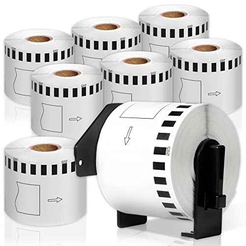 COLORWING DK-2205 Continuous Paper Labels Replacement for Brother DK2205 2.4" x 100Ft(62mm x 30.48m) Shipping Address Labels, for QL-800, 810W, 820NWB, 1110NWB, 8 Rolls with 1 Frame