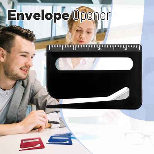 3-Pack Letter Openers with Ruler & Magnifier - Envelope & Package Slitter Tool, Safe Paper Cutter for Mails, Envelopes, Packages