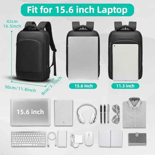 Slim Laptop Backpack for Men 15.6 inch Mens Computer Backapcks Small Travel Backpack Lightweight Waterproof Anti Theft Business Carry on Bag with USB Charging Port for Work Office College