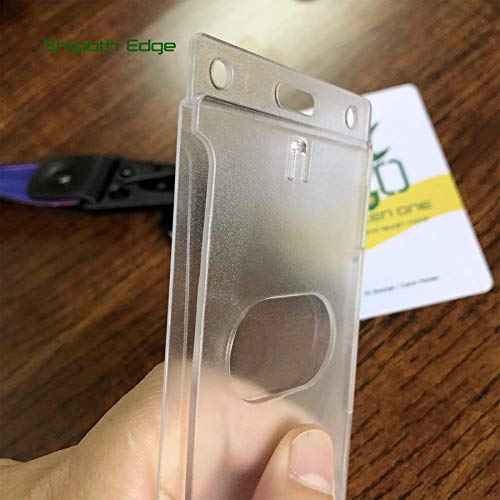 Fallen One 50 Pack Hard Plastic Badge Holders Vertical ID Card Protector with Thumb Slot for Office,School