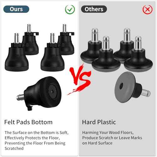 RCHYFEED 10 Pcs Bell Glides Replacement Office Chair Wheels- Chair Desk Swivel Caster Wheels to Fixed Stationary Castors for Hardwood Floors,Switch Between Wheel Glide and Stopper,On/Off Setting