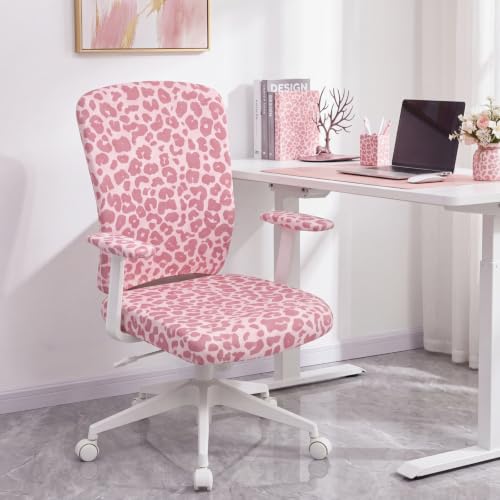 Pink Leopard Cheetah 4-Piece Office Chair Cover Set – 14.96–18.9in Universal Fit