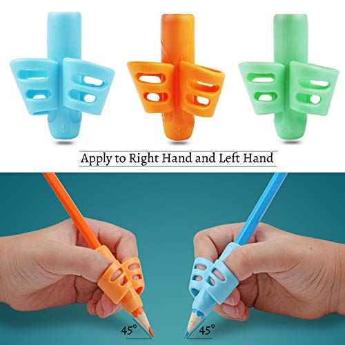 Pencil Grips, Pencil Grips for Kids Handwriting, Children Pen Writing Aid Grip Set Posture Correction Tool for Kids Preschoolers Children, Hollow Ventilation Design, 3 Pack