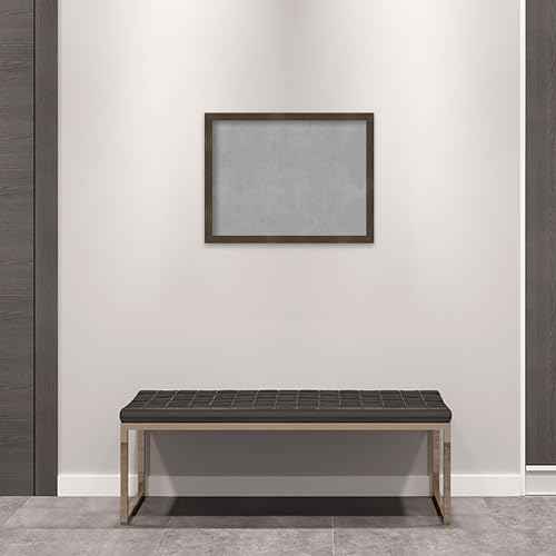 Amanti Art Brown Framed Magnetic Board 20x26 Medium Vision Board for use with Magnets, 100% metal sheet to display items as office decor or for home organization in mudroom, kitchen or kids room