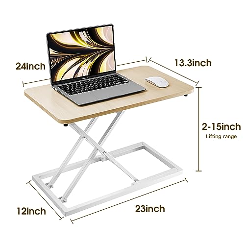 Omhuzsyo standing desk converter Stand up office desk riser on the desktop is suitable for use in laptops and single monitor work consoles, home offices, and can be adjusted in height(Log Color)