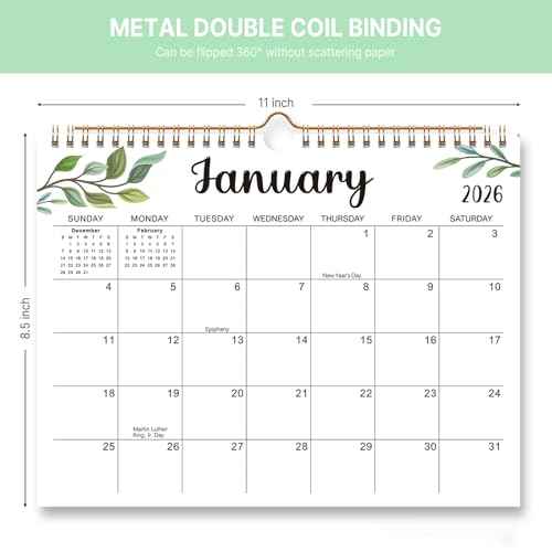 Comix 2026 Wall Calendar 11x8.5 Inch -12 Month Jan to Dec 2026, Calendar Monthly Planner with Large Writing Blocks, Thick 120GSM Paper for Home & Office Planning