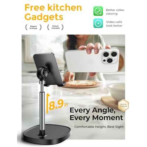 LISEN Cell Phone Stand Adjust for iPhone Phone Holder for Desk, Office Desk Accessories PC Gaming Gifts for Her Essentials Kitchen Gadgets Fit Telephone OtterBox Case Switch iPad Air Tablet 4-10 in