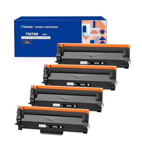 TN760 Toner Cartridge 4 Pack Replacement for Brother TN760 TN-760 Toner Cartridge Compatible with HL-L2350DW HL-L2395DW MFC-L2710DW MFC-L2750DW DCP-L2550DW Printer High Yield (Black)