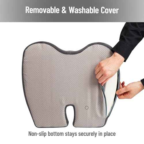 Mind Reader Air-Cloud Memory Foam Seat Cushion, Ergonomic Support for Lower Back, Coccyx, and Hip Pain Relief, Promotes Better Posture, Washable Cover, Gray